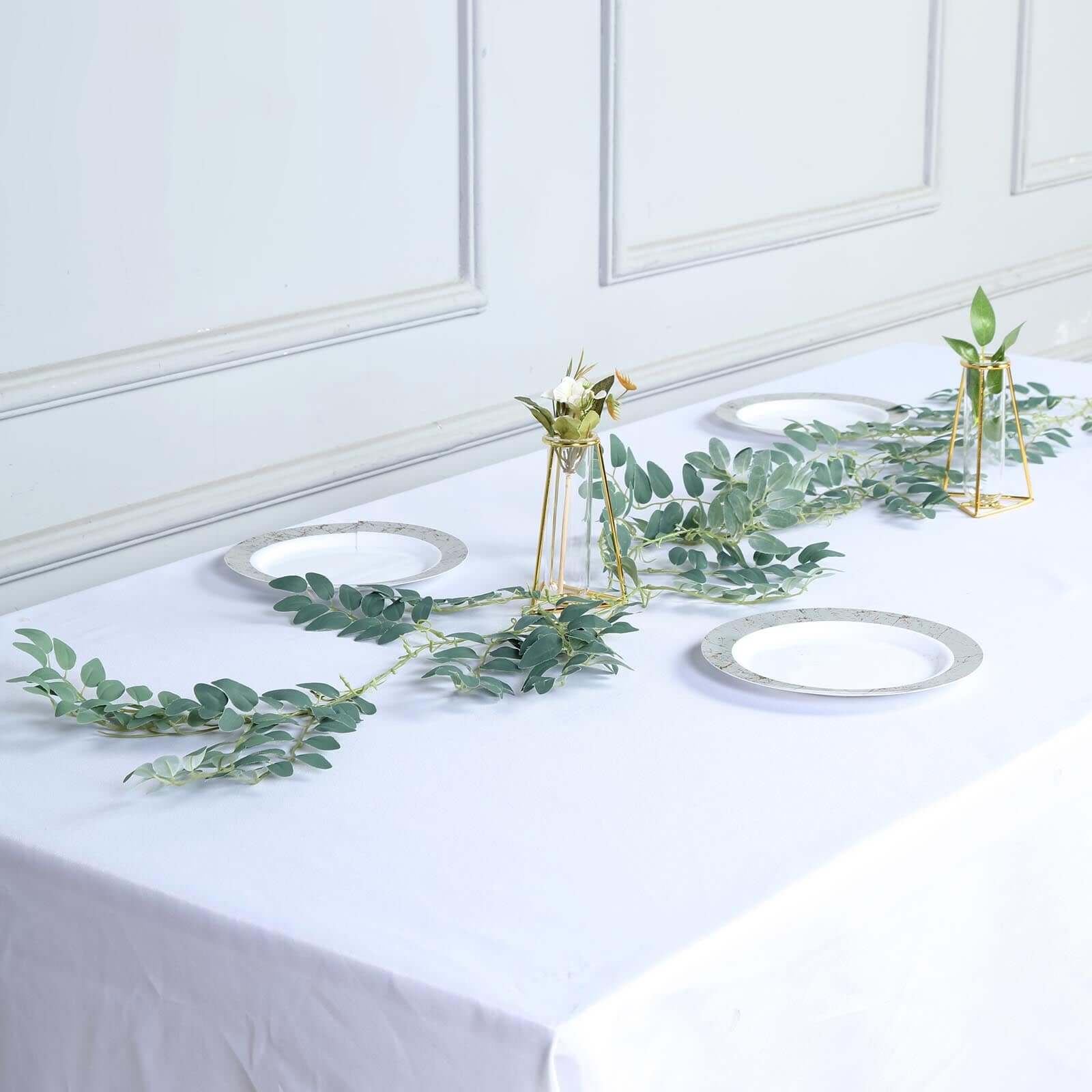 2 Pack 6ft Green Artificial Honey Locust Leaf Garland, Flexible Vine