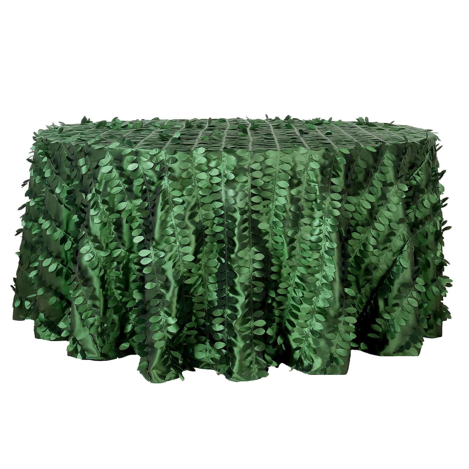 Taffeta 120" Round Tablecloth Green Leaf | 3D Leaf Petal Design Seamless Table Cover