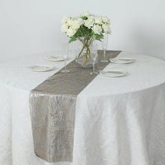 5 Pack Organza 12"x108" Table Runners Black - Gold Wave Design