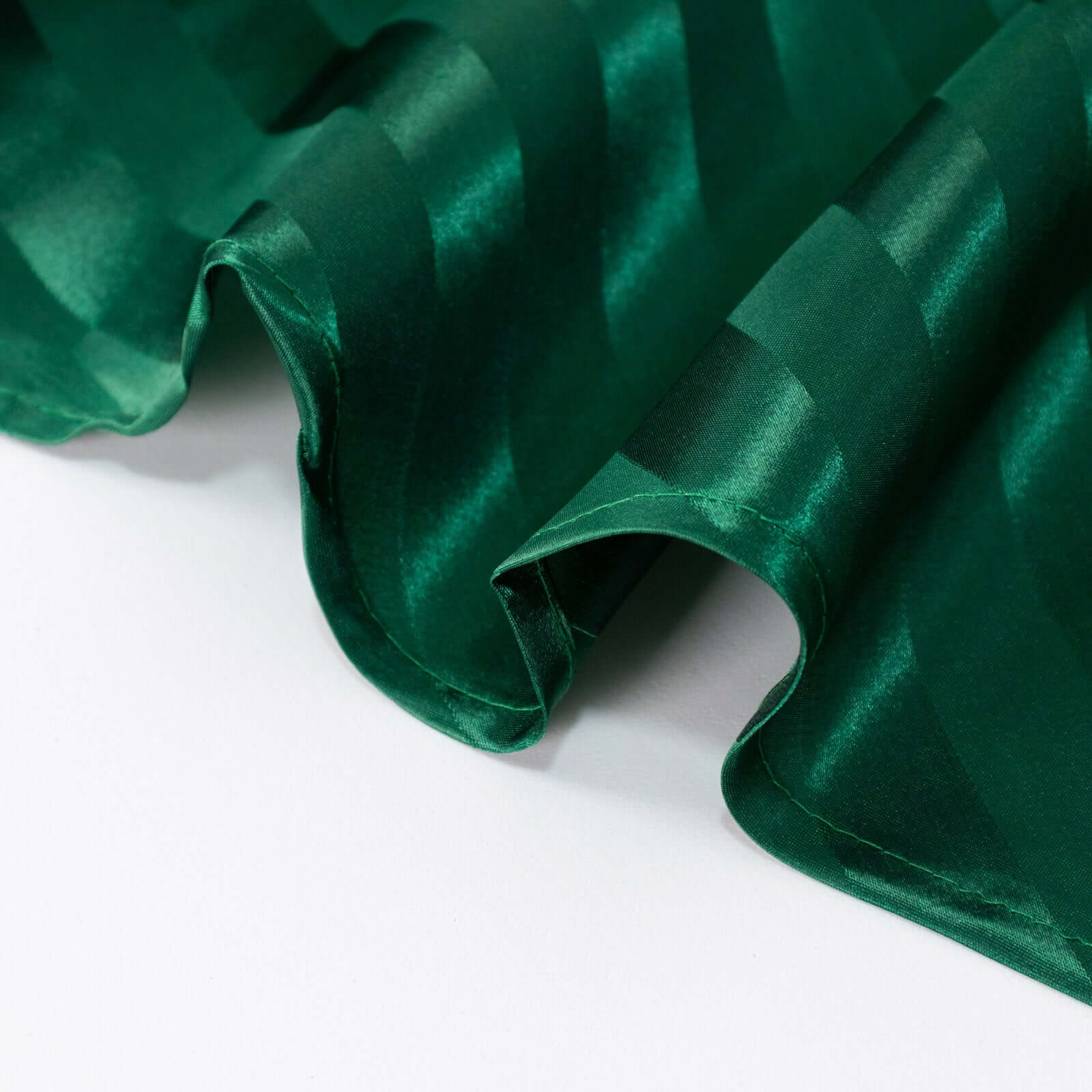 Satin Striped 90"x132" Rectangular Tablecloth Hunter Emerald Green Satin Stripe - Seamless Silky Smooth Table Cover