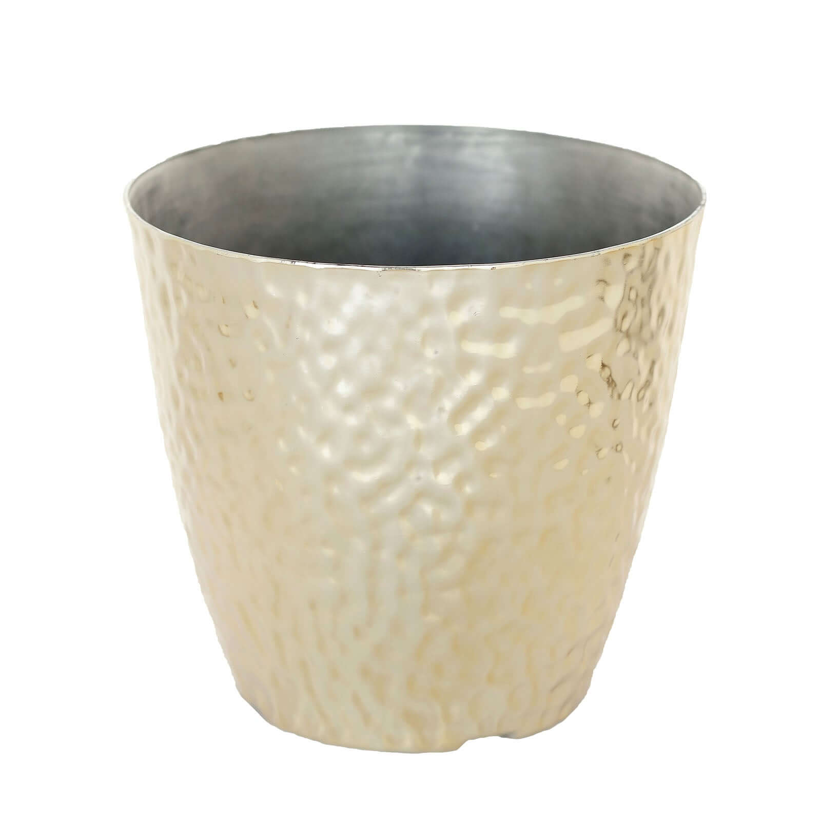 11" Gold Hammered Design Large Indoor Flower Plant Pot, Decorative Greenery Planter