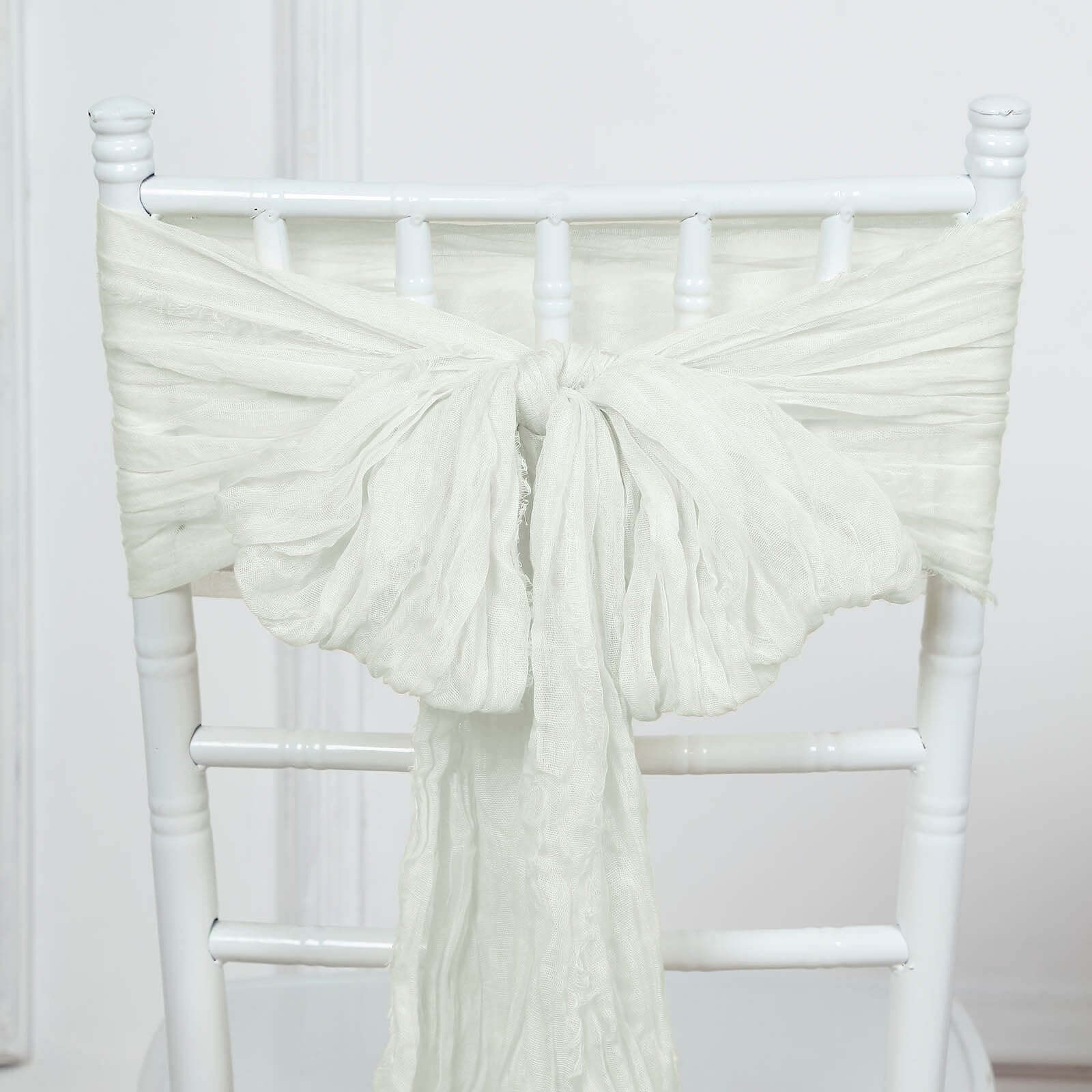 5 Pack Cheesecloth Gauze 16"x88" Chair Sashes Ivory - Stylish Boho Decor for Weddings & Gatherings