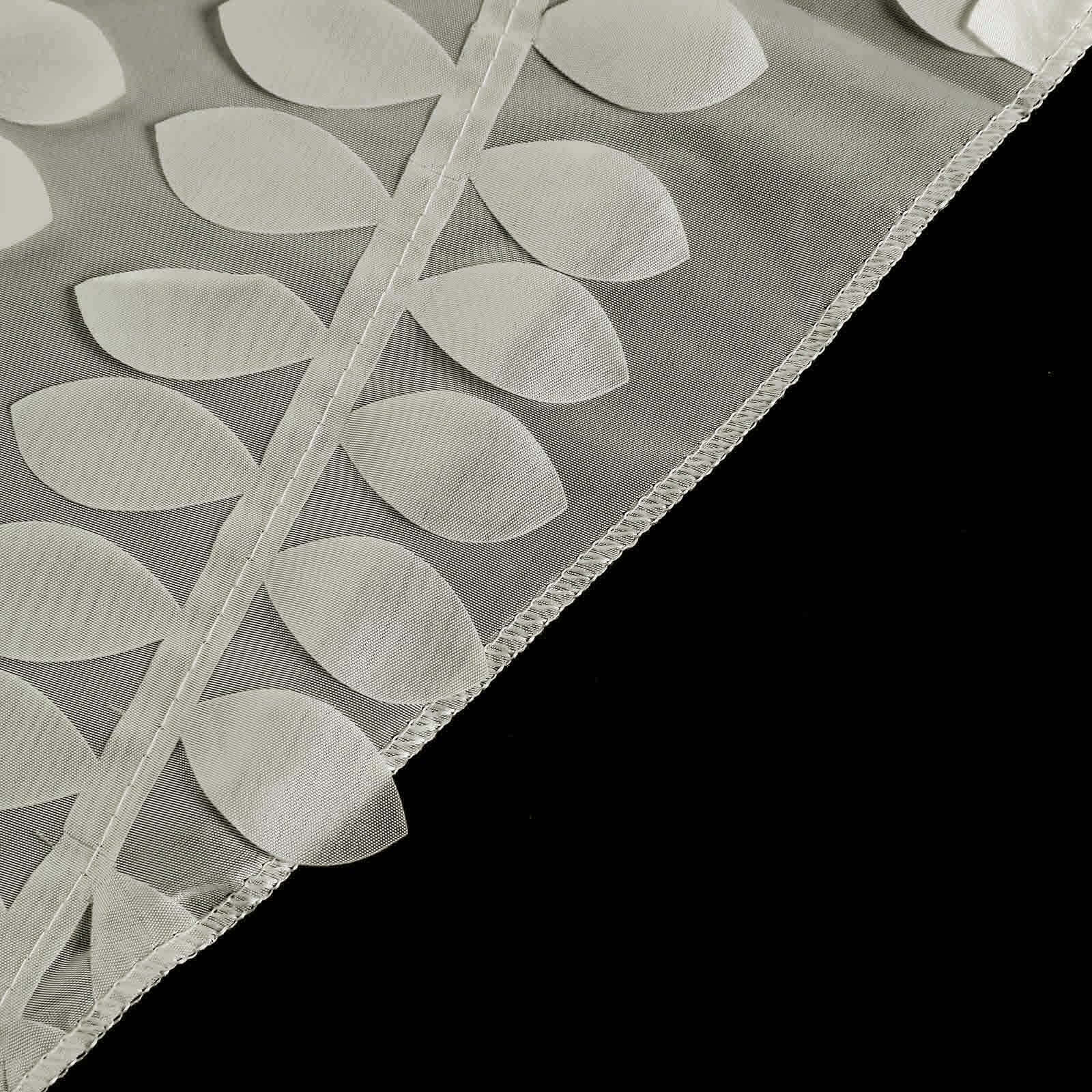 Taffeta 120" Round Tablecloth Ivory Leaf | 3D Leaf Petal Design Seamless Table Cover