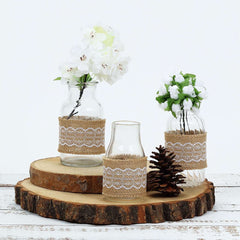 2" x 16FT Natural Jute Burlap Ribbon With Wavy Lace