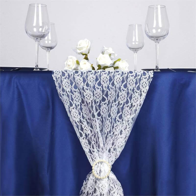 12"x108" Ivory Floral Lace Table Runner