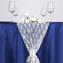 12"x108" Ivory Floral Lace Table Runner