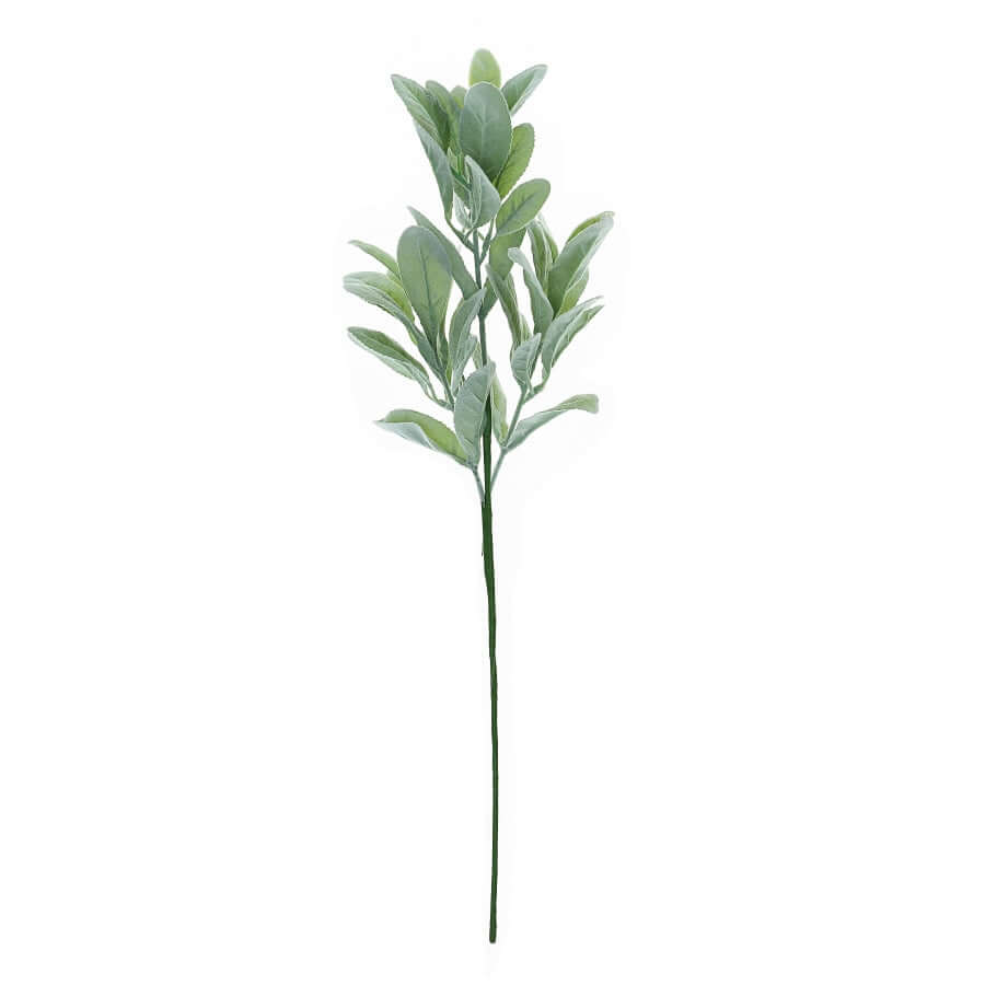 2 Stems 24" Tall Frosted Green Artificial Lambs Ear Leaf Indoor Plant
