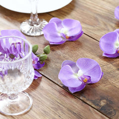 20 Silk Artificial Orchids Flower Heads Lavender Lilac - Versatile Floral Accents for DIY Floral Arrangements Corsages & Event Decor 4"