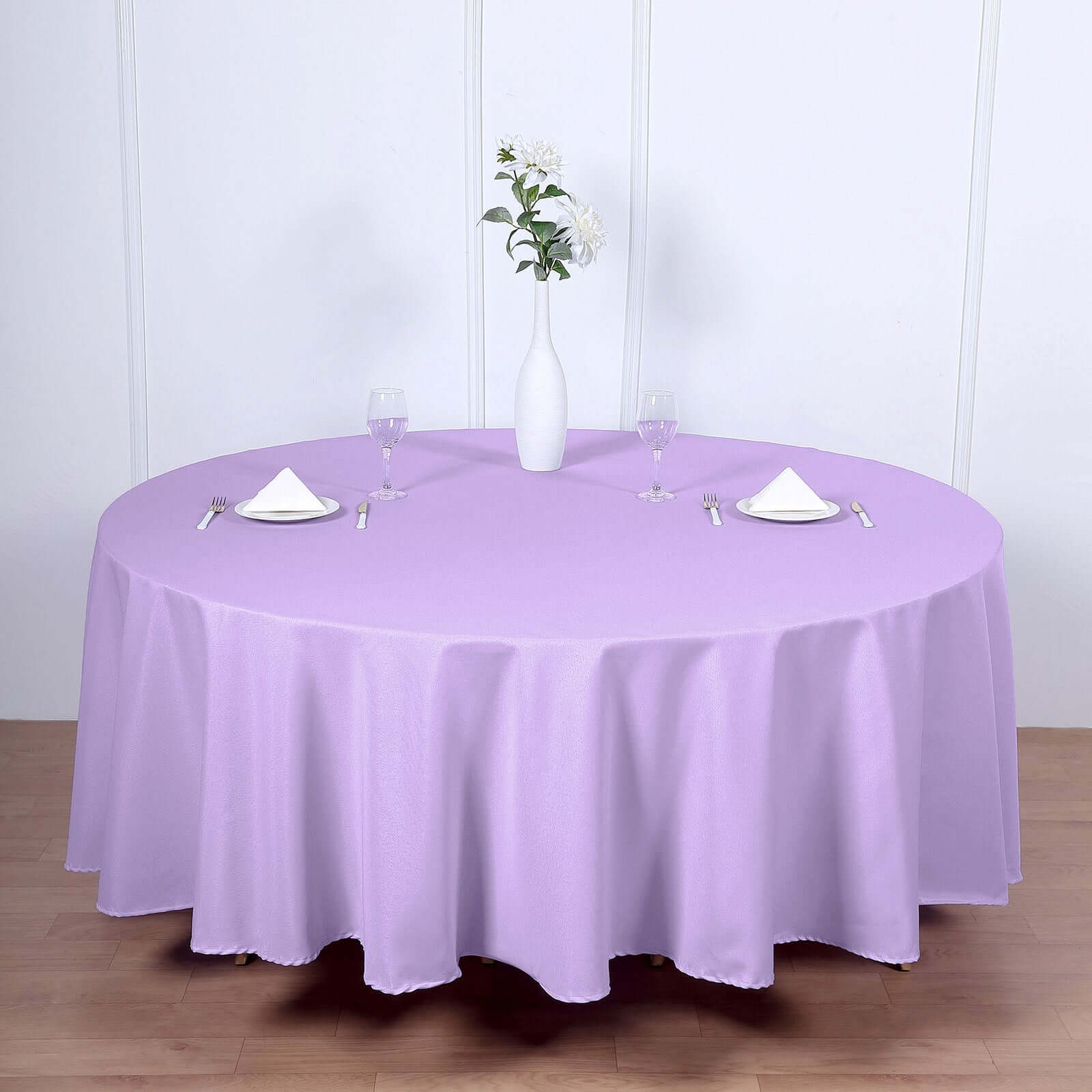 Polyester 108" Round Tablecloth Lavander Lilac - Wrinkle-Resistant Table Cover