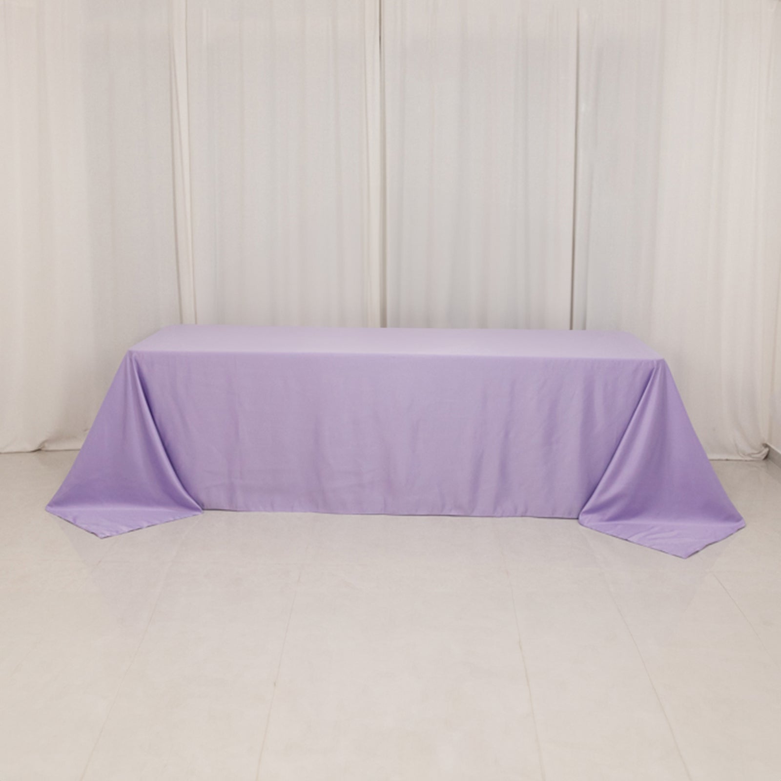 Lamour Satin 90"x156" Rectangle Tablecloth Lavender Lilac - Luxurious, Soft Seamless Table Cover