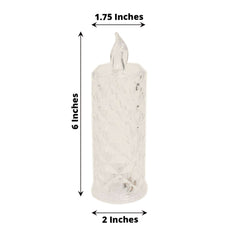 3-Pack LED Flameless Candle Lamps Diamond Acrylic Design Clear Warm White - Battery Operated Pillars 6"