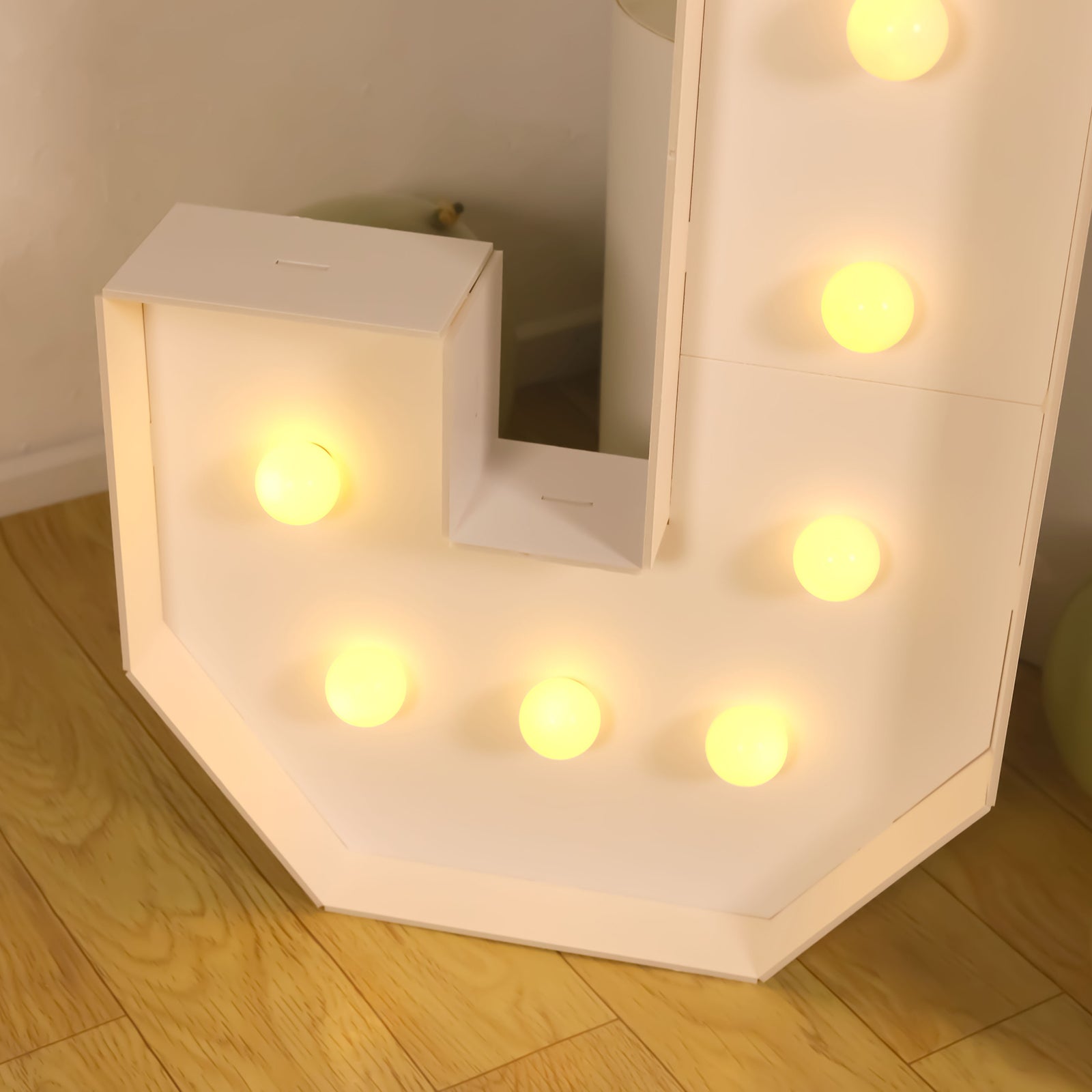 Giant LED Marquee Light Up Letter "J", White 4ft Pre-Cut Foam Board with 10 Warm White Battery Operated LEDs, Glue Gun and Sticks