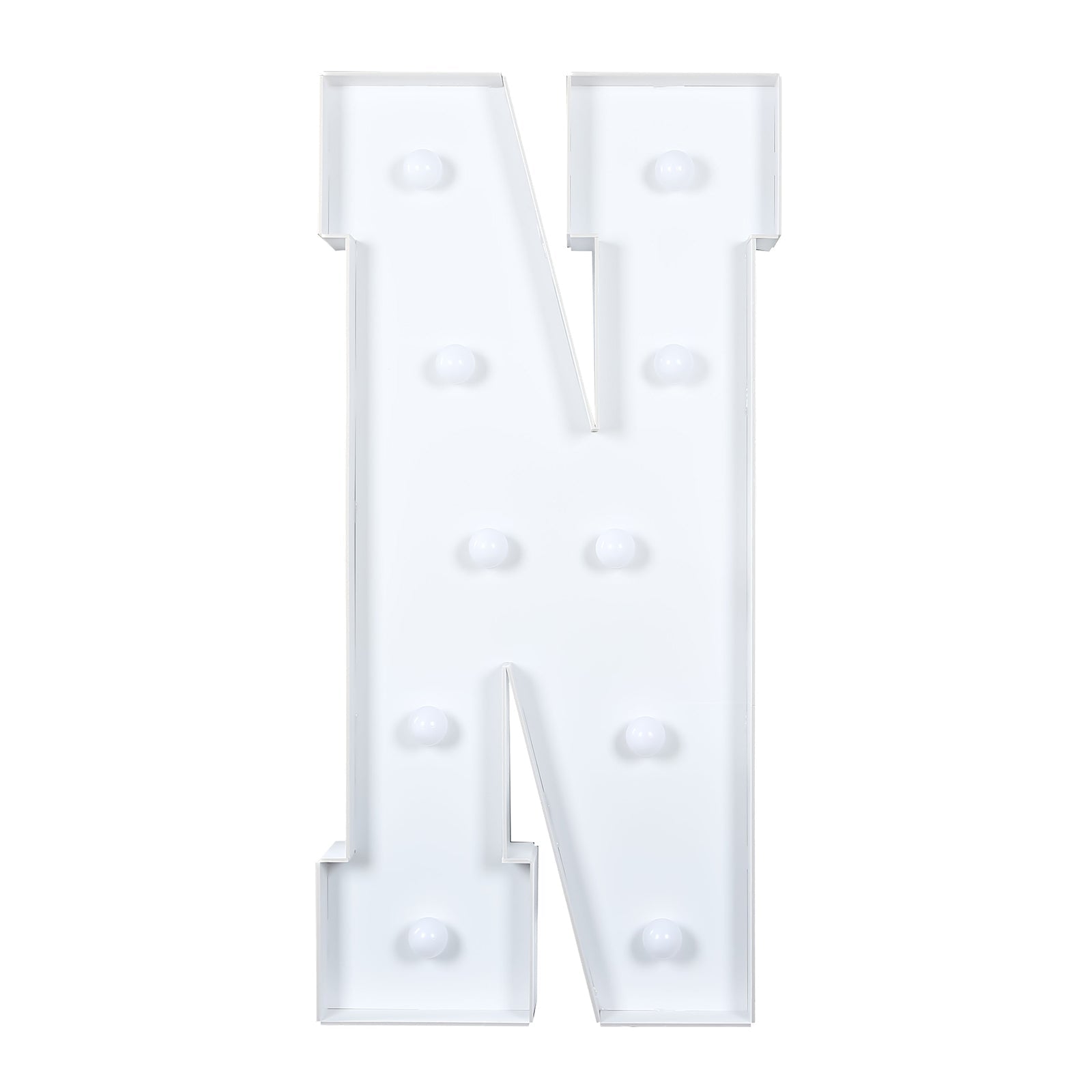 Giant LED Marquee Light Up Letter "N", White 4ft Pre-Cut Foam Board with 10 Warm White Battery Operated LEDs, Glue Gun and Sticks