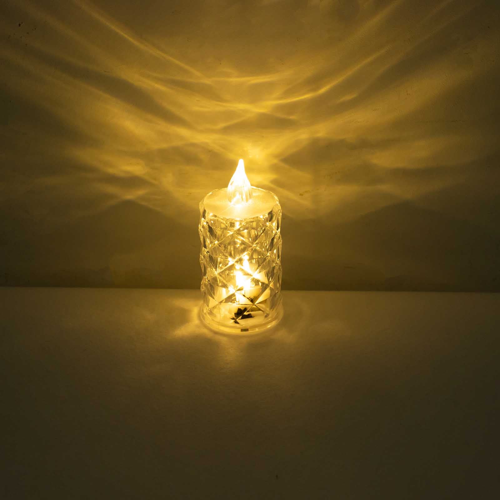 12-Pack LED Flameless Decorative Lighting Diamond Cut Warm White - Battery Operated Tealight Candles 3"