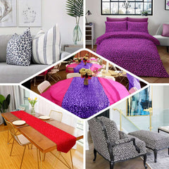 54"x10 Yards Eggplant Leopard Print Taffeta Fabric Roll, DIY Animal Print Fabric Bolt