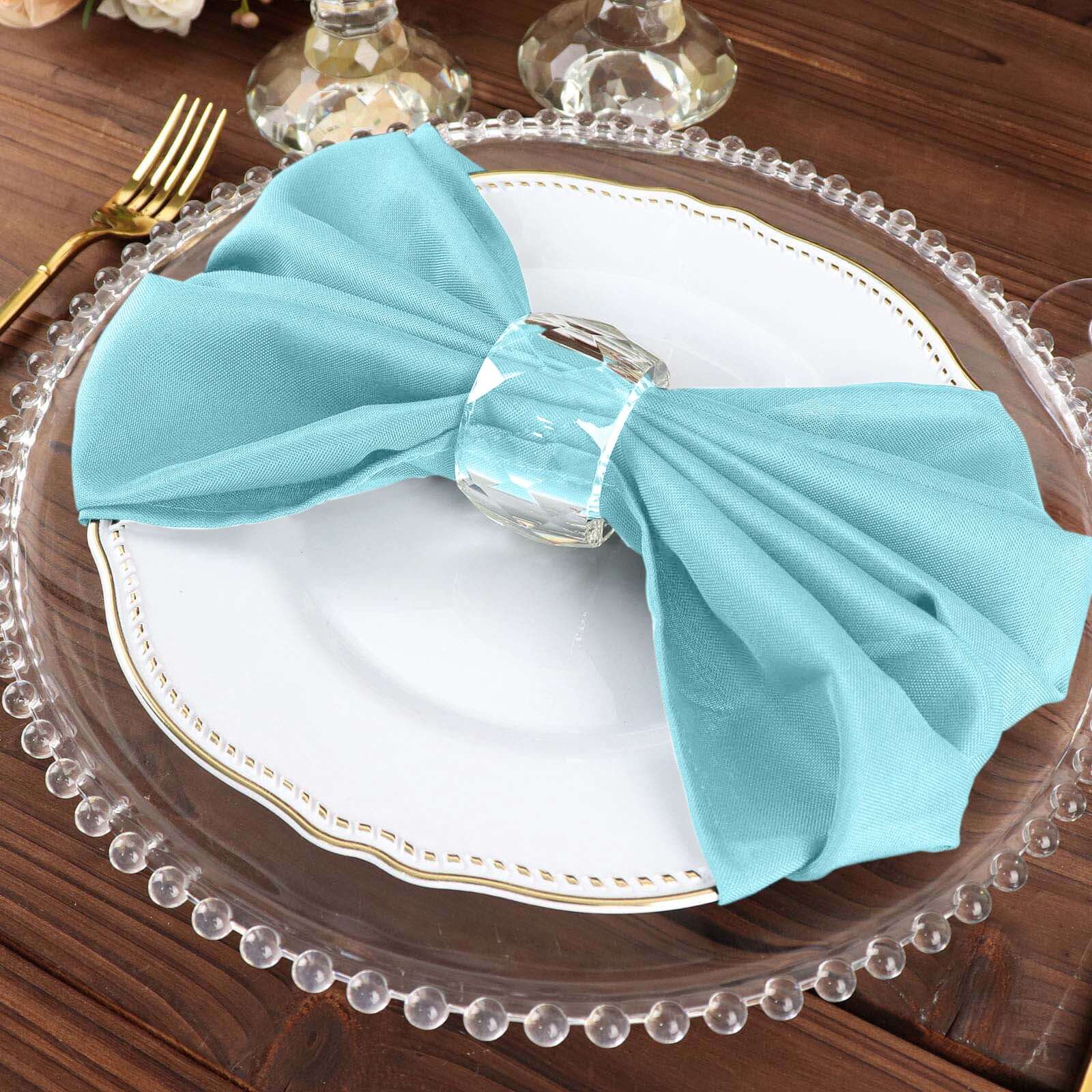 5 Pack Polyester 20"x20" Napkins Light Blue - Wrinkle Resistant & Easy Care Cloth Napkins