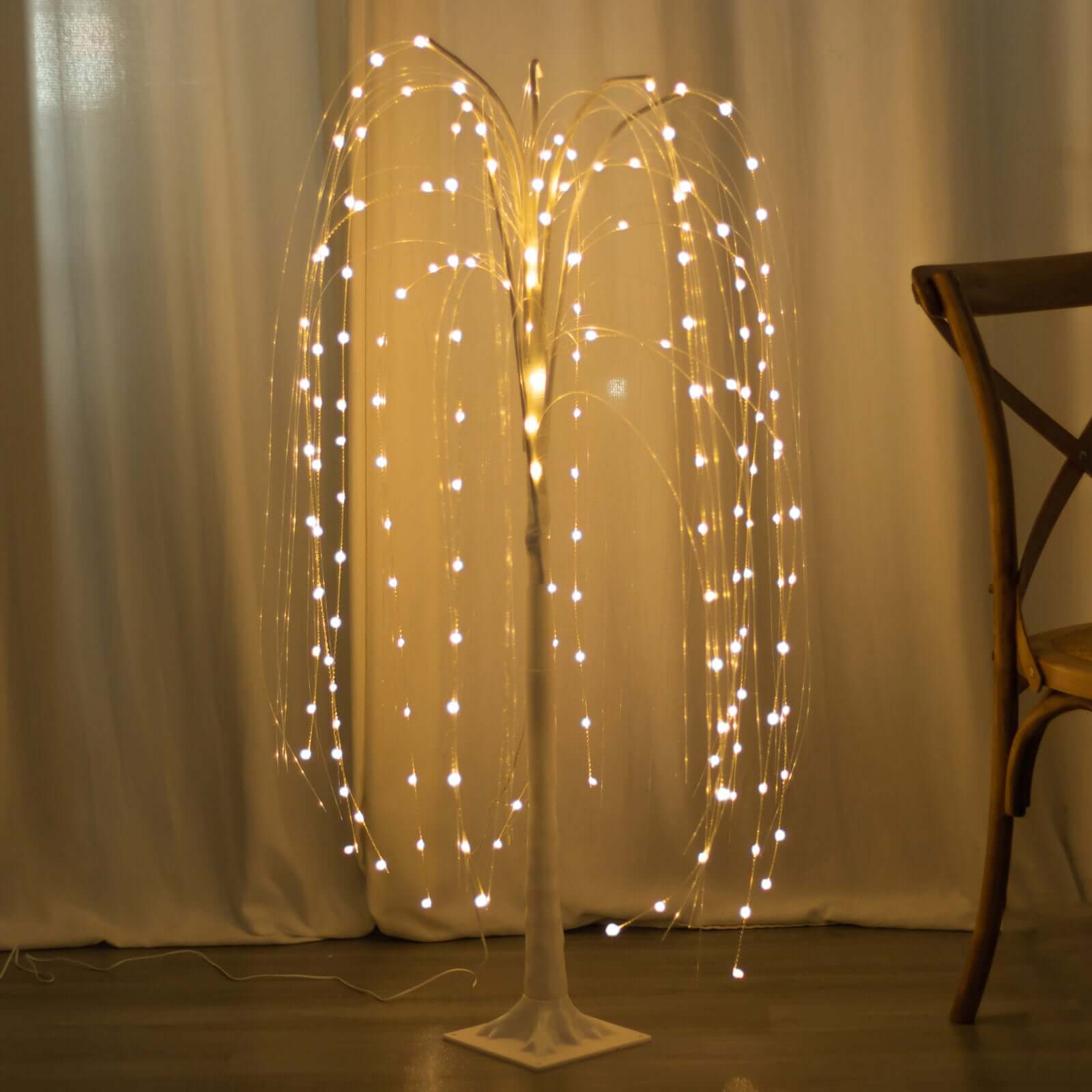 180 LED Lighted Tree Centerpiece Weeping Willow Design White Warm White - Plug-in Adapter Tabletop Accent 4ft