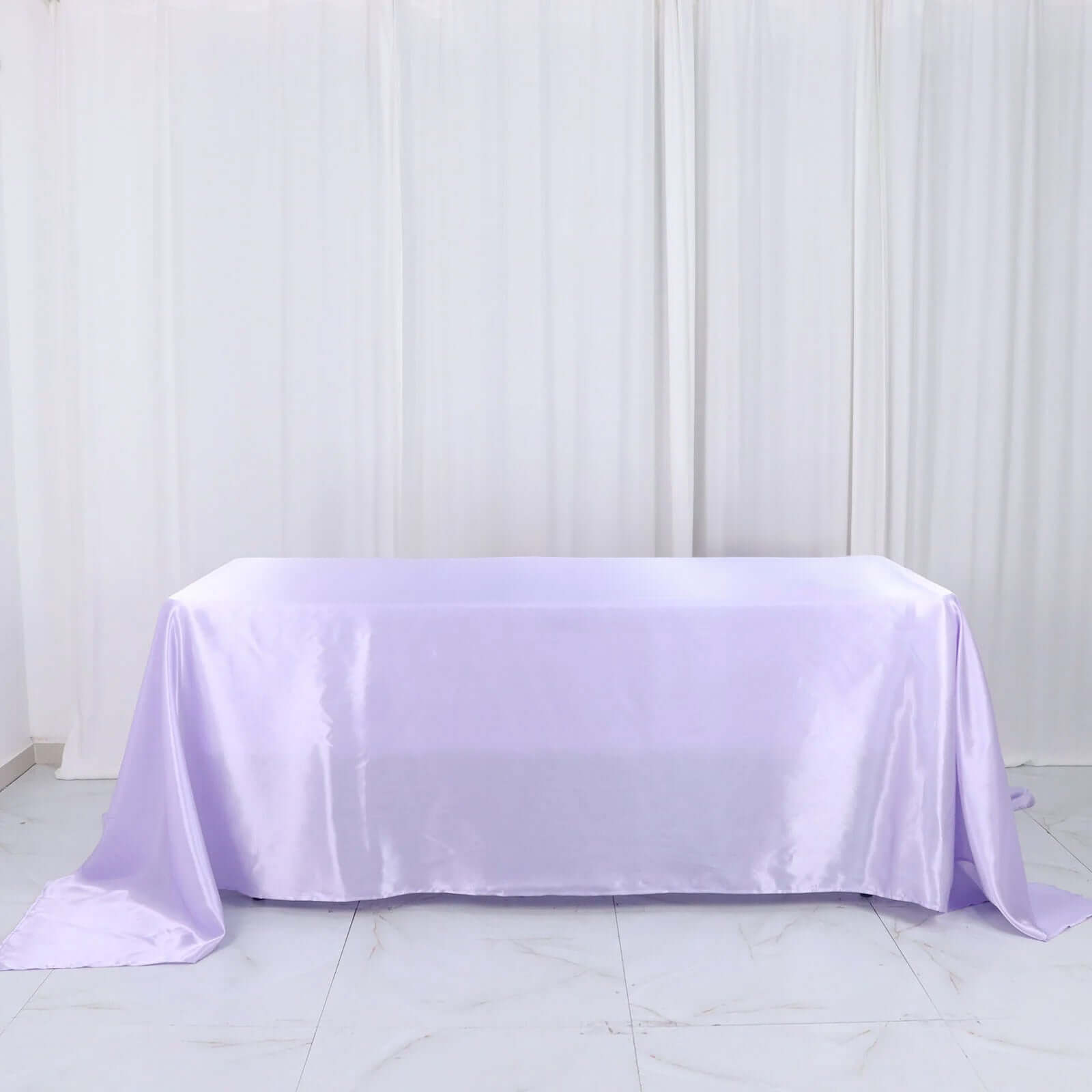 Satin Rectangular 90"x132" Tablecloth Lavender Lilac Satin - Seamless Table Cover