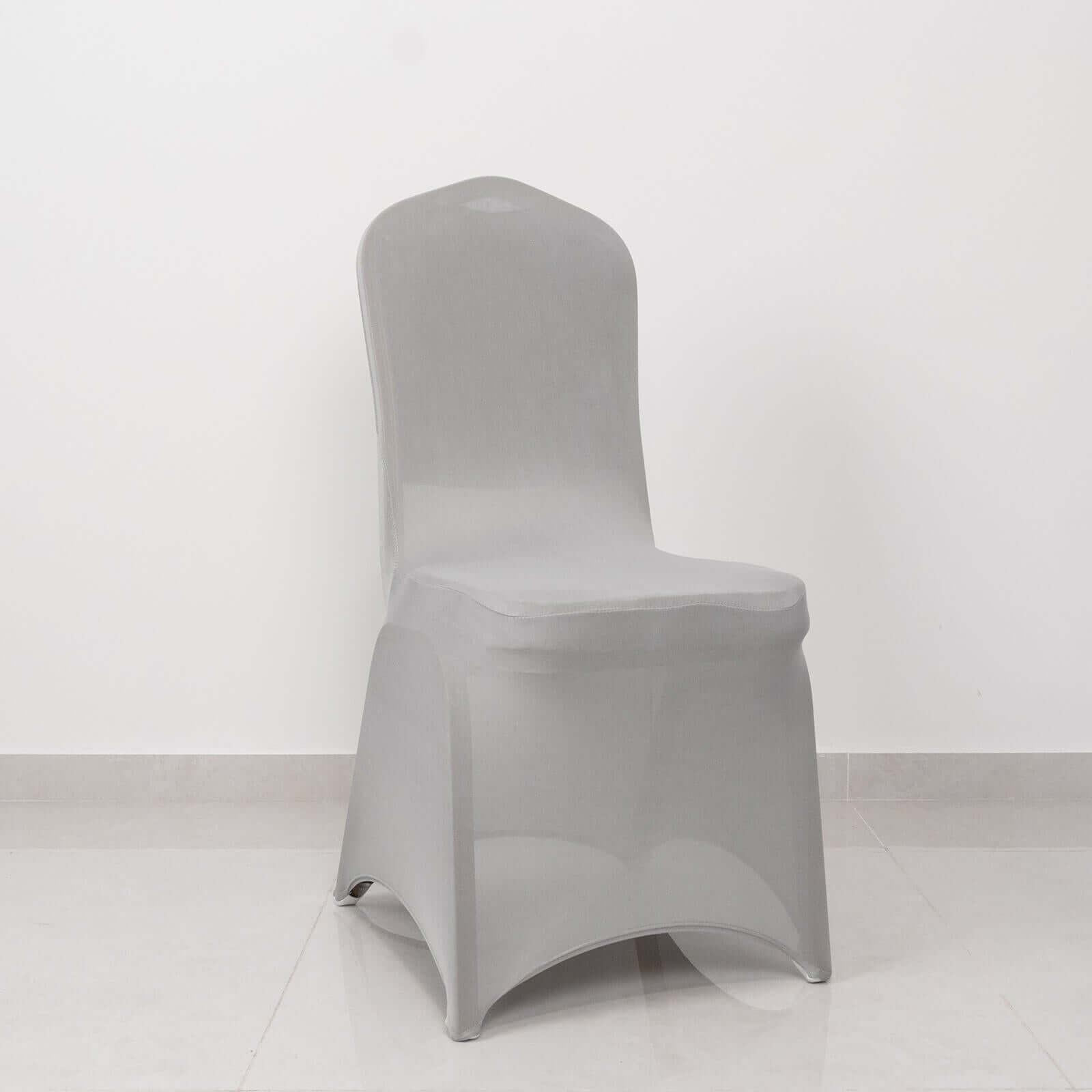 Spandex Chair Cover with Silver Rhinestone Buckled Sash Band Blush - Stretch Fitted Slipcover