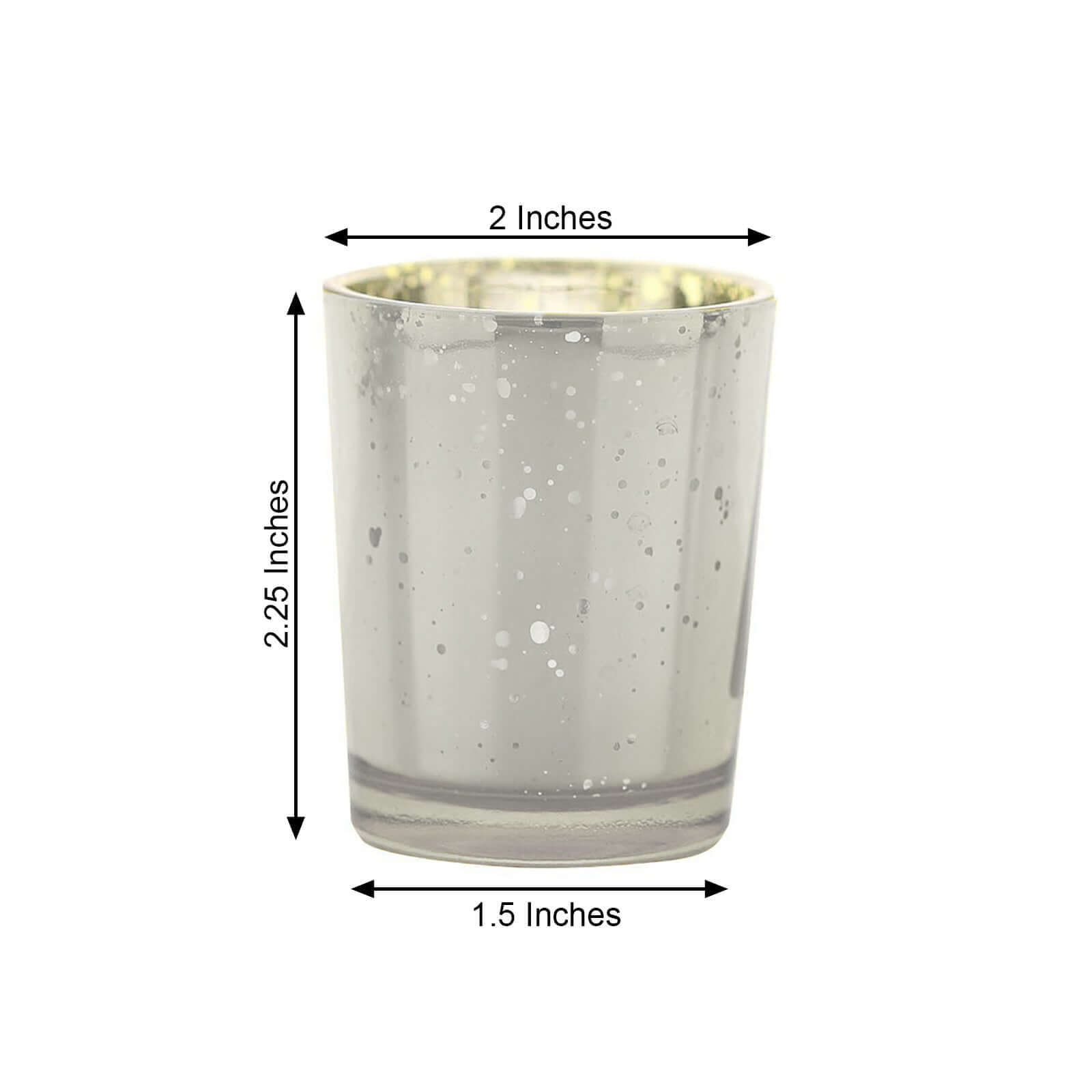 12-Pack Mercury Glass Candle Holders Silver with Speckled Design - Votive Tealight Holders 2"