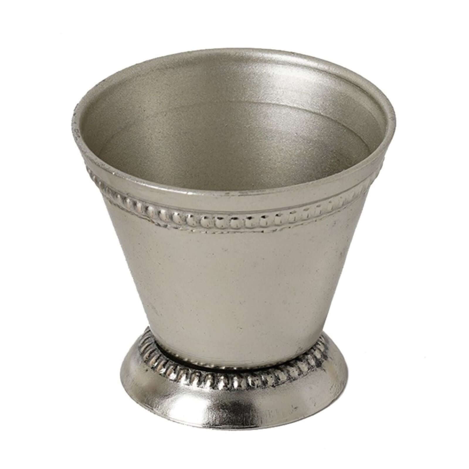 2" Small Silver Metal Beaded Rim Mint Julep Cups, Party Favor Jars