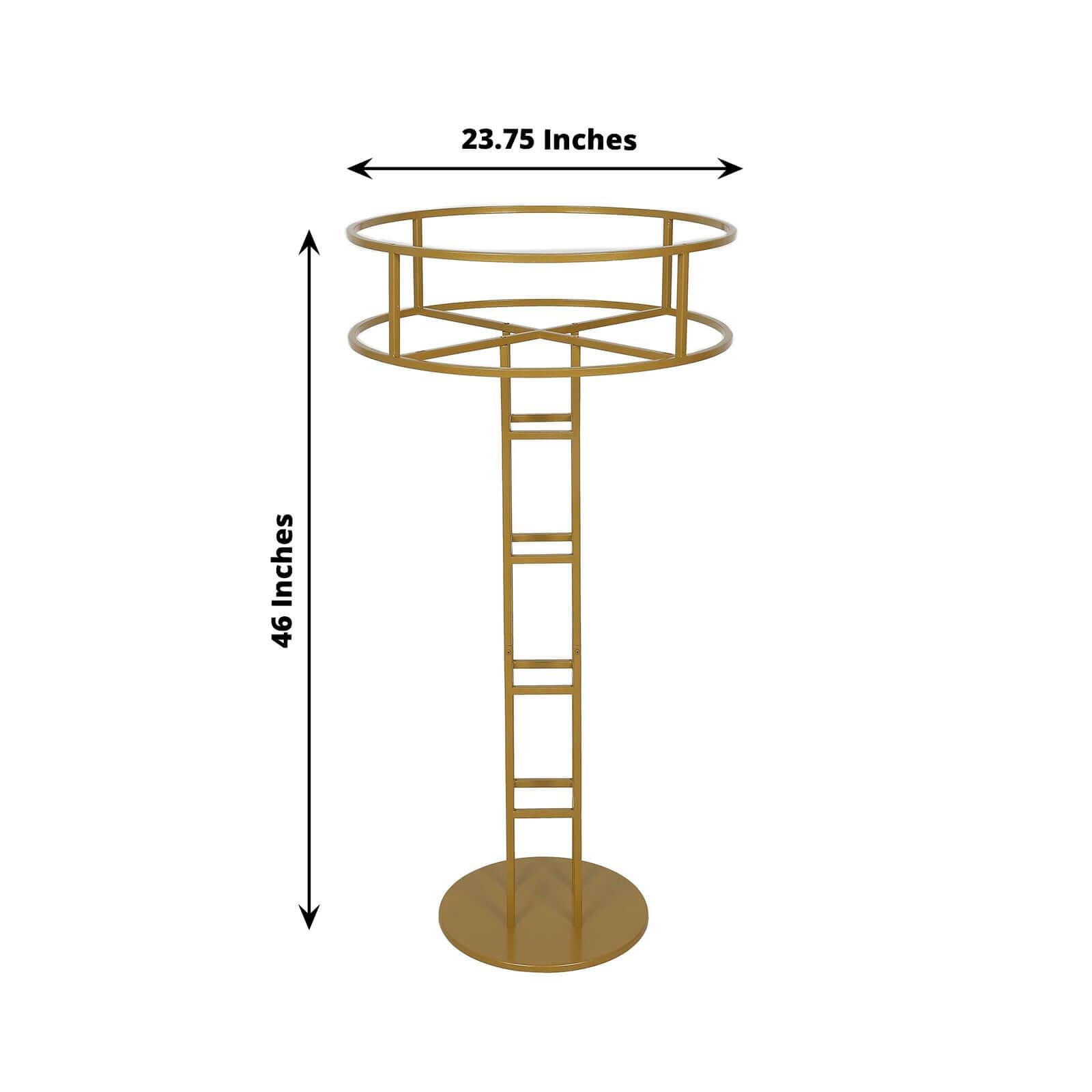 Metal Wedding Centerpiece Open Frame Design Gold - Grand Halo Top Floral Riser Pedestal 46"