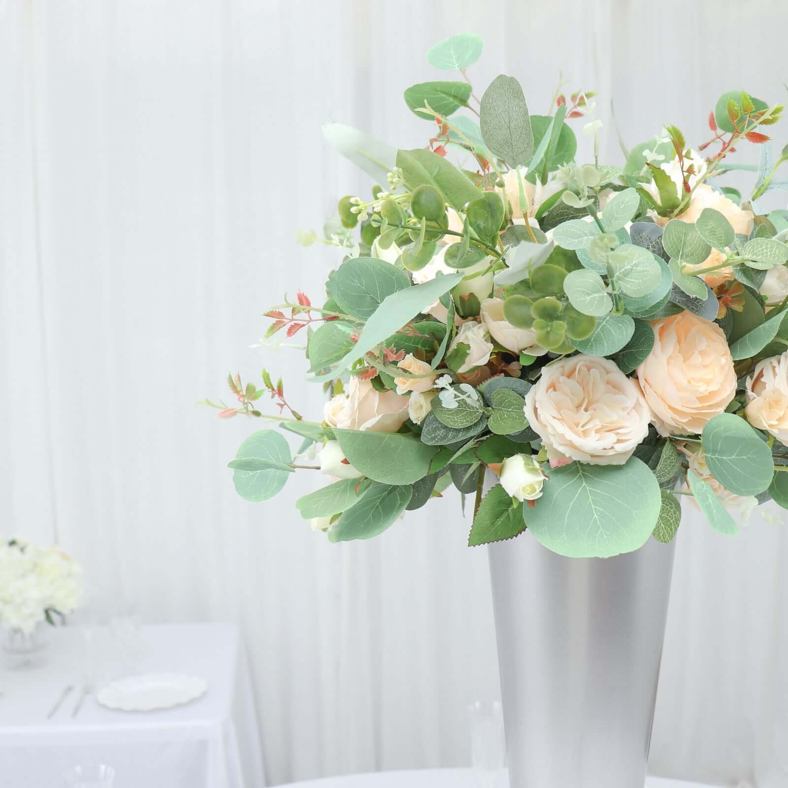 Metal Trumpet Vase Brushed Silver - Durable Design for Stylish Wedding Decor 28"