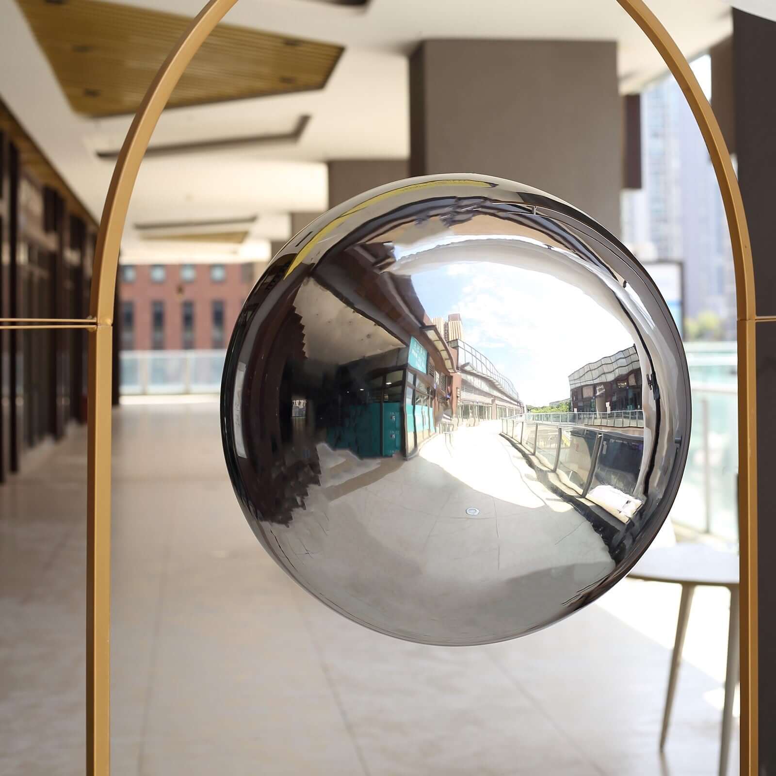 Gazing Globe Mirror Ball Reflective Hollow Stainless Steel Silver Sphere - Decorative Garden Accent Piece 20"