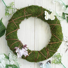 2 Pack 14" Green Natural Preserved Moss Wreaths With Twine Twig Wrap
