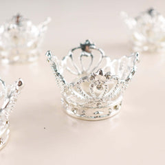 4 Pack Silver Metal Crown Rhinestone Napkin Rings, Royal Bling Napkin Holders