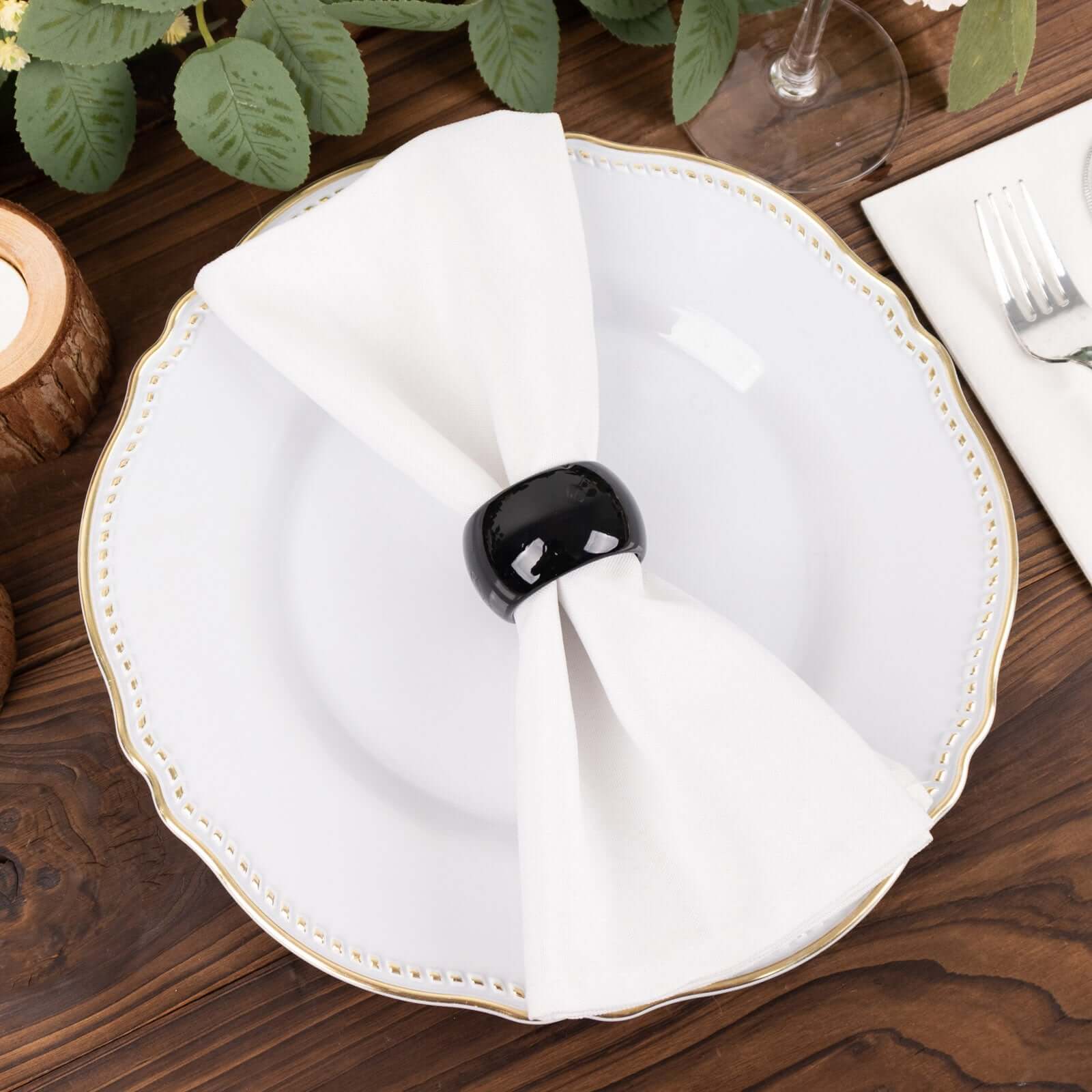 4 Pack Shiny Metallic Black Acrylic Napkin Rings