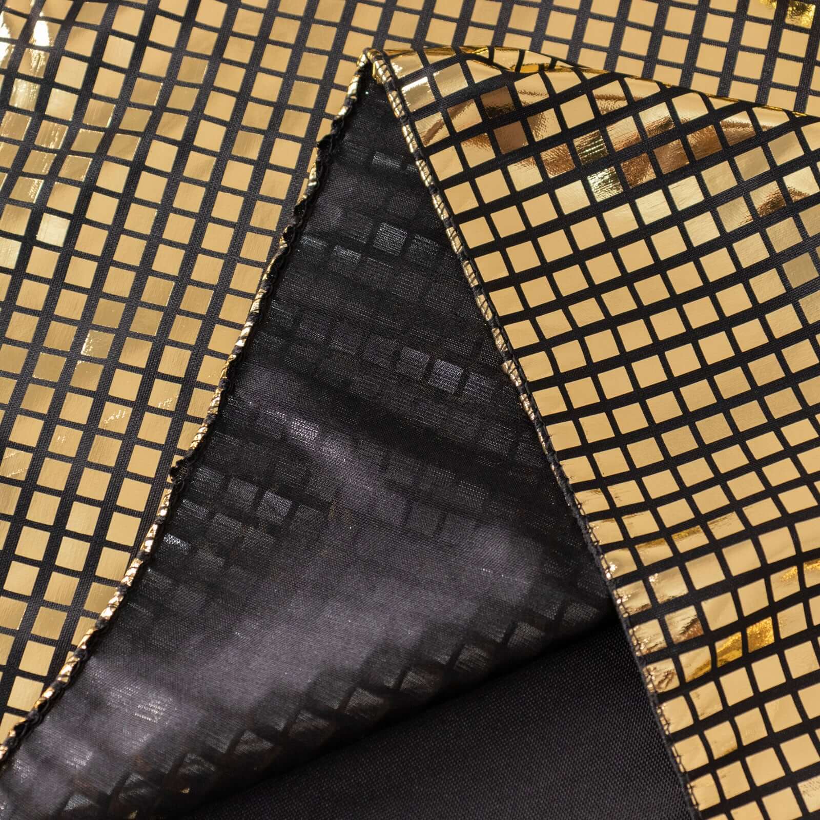 5 Pack Polyester 20"x20" Napkins Black with Refelective Gold Foil for Luxe Events & Retro Themes
