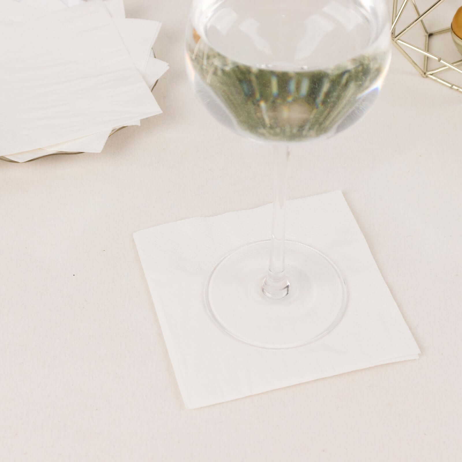 50-Pack Paper Beverage Napkins White - 2 Ply Disposable Soft 18GSM Cocktail Napkins 5"x5"