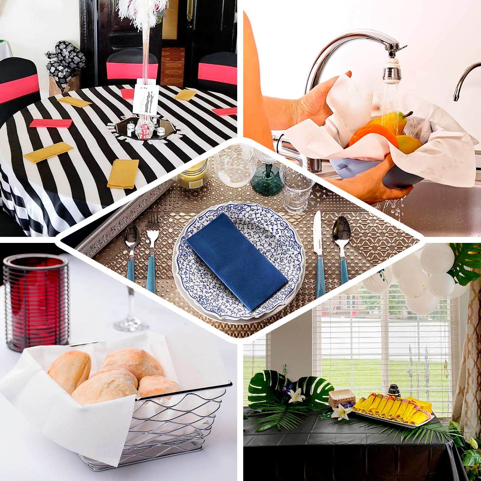 20-Pack Paper Linen-Like Napkins Silver - Disposable Hygienic Airlaid Guest Towels 8.5"x4"