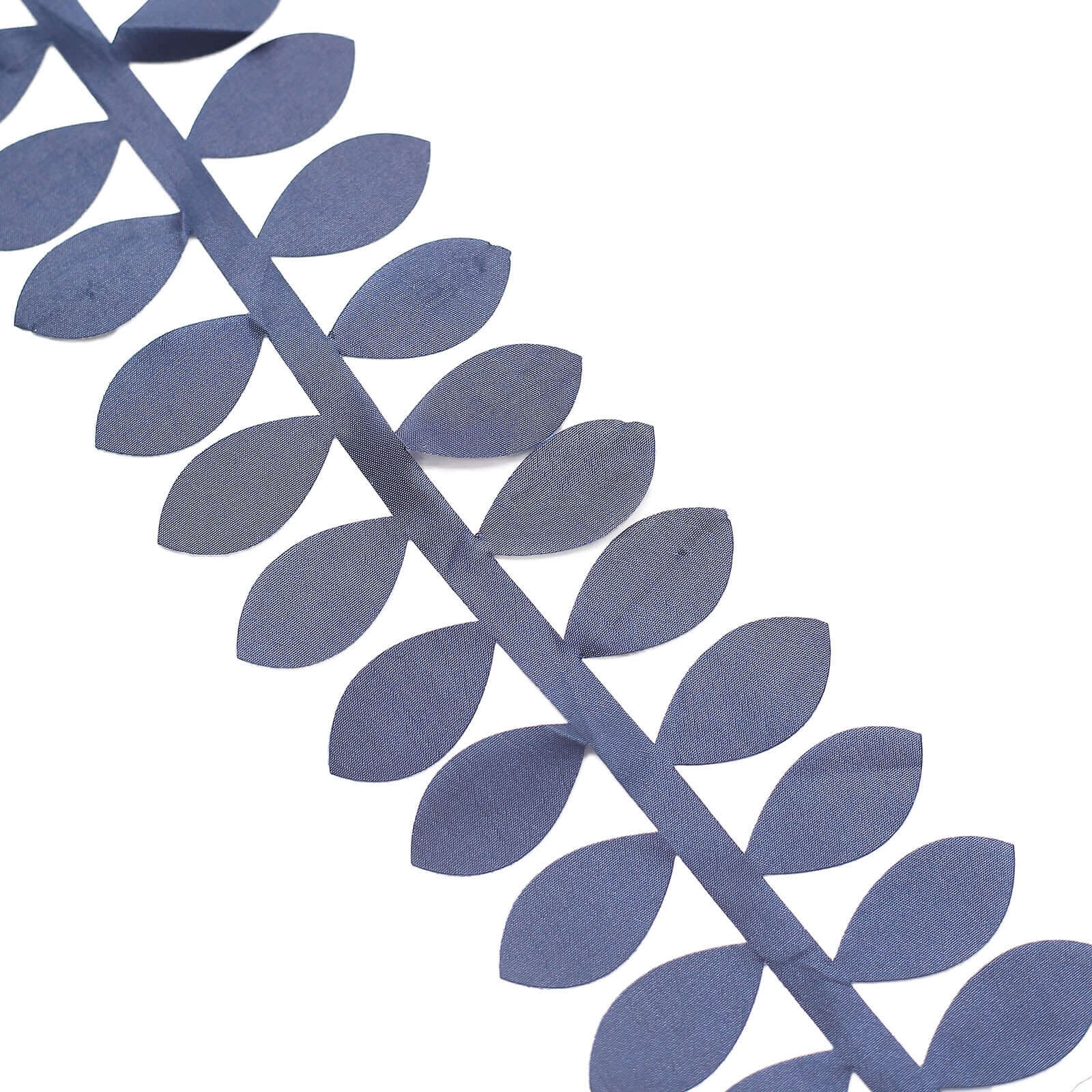 Taffeta Ribbon Sash with 4" Leaf Petal Design Navy Blue 50ft - Sophisticated Artificial Fabric Garland