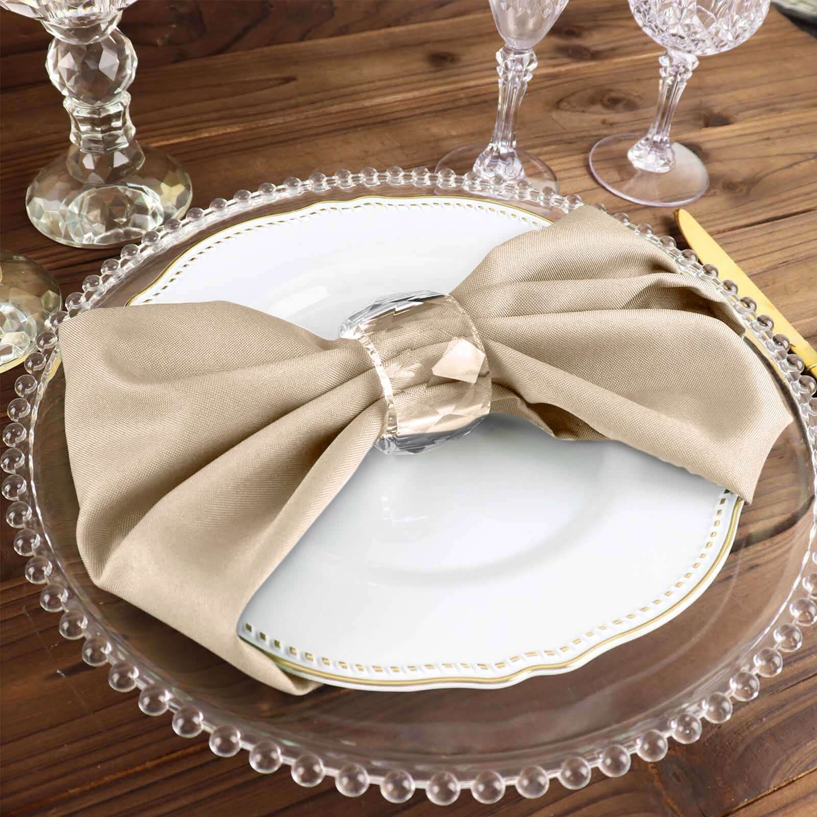 5 Pack Polyester 17"x17" Napkins Nude - Durable & Wrinkle Resistant Dinner Napkins