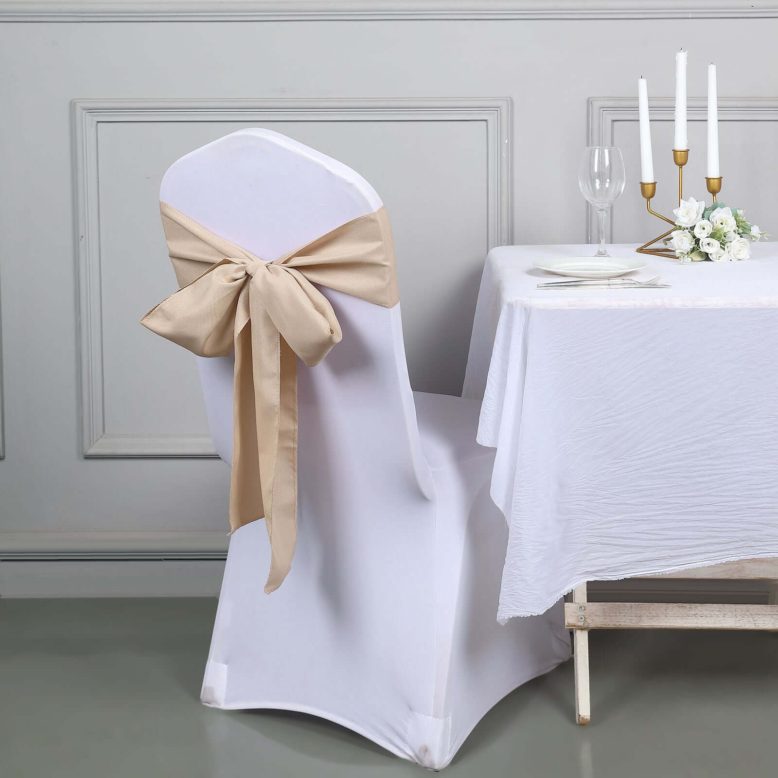 5 Pack Polyester Chair Sashes Nude 6"x108"
