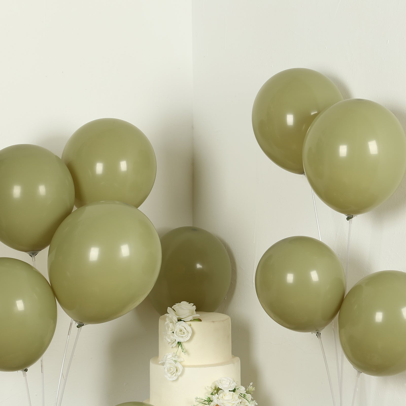 50 Pack Matte Pastel Olive Green Biodegradable Balloons 12", Round Eco-friendly Thick Latex Party Balloons