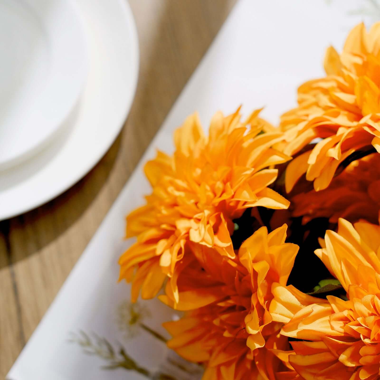 2 Bouquets 20" Orange Artificial Silk Dahlia Flower Spray Bushes