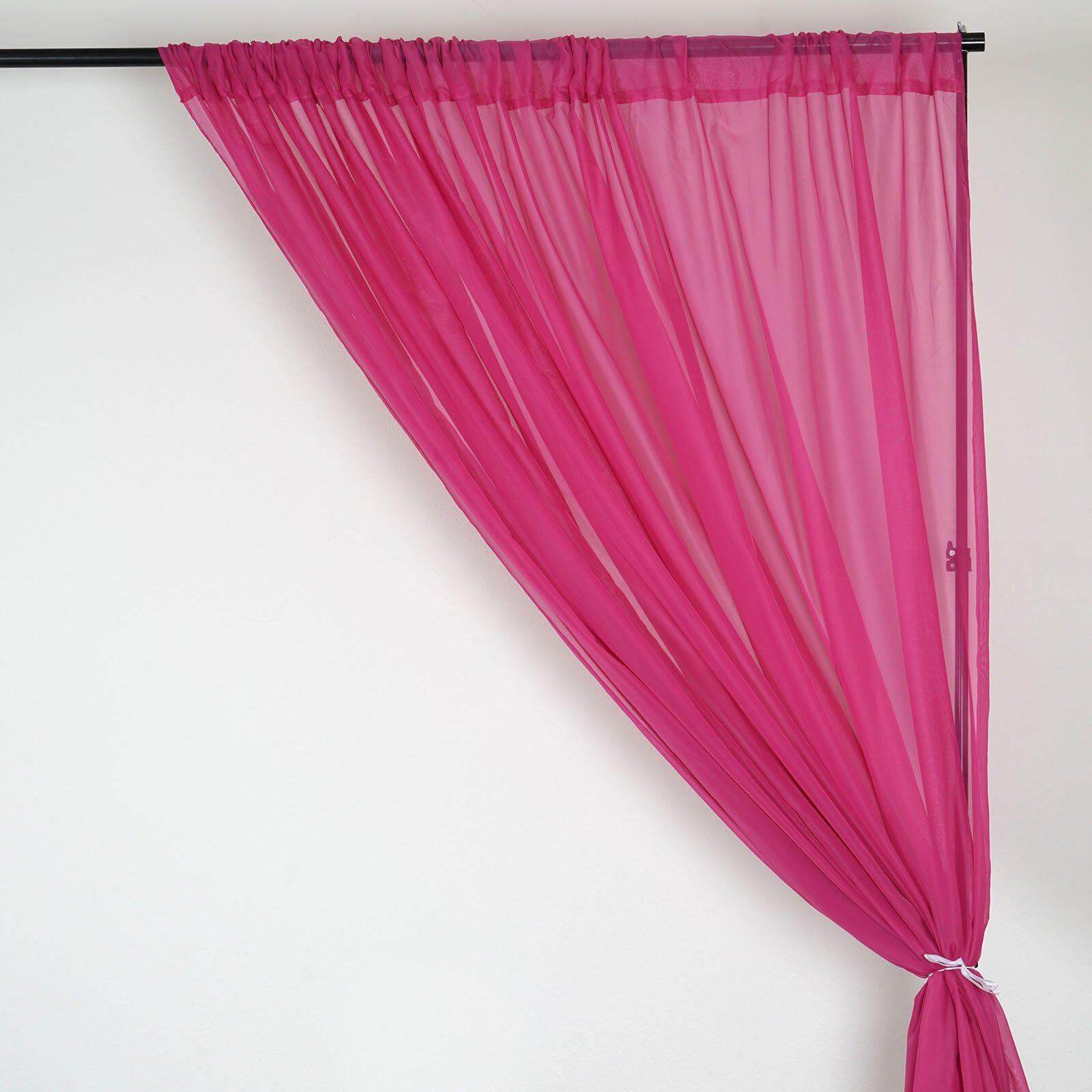 2 Pack Fuchsia Sheer Chiffon Event Curtain Drapes, Durable Flame Resistant Premium Organza Backdrop Event Panels With Rod Pockets - 10ftx10ft
