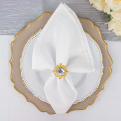 6 Pack 2" Gold Metal Clear Crystal Rhinestone Napkin Rings, Diamond Bling Napkin Holders