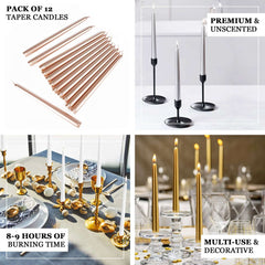 12-Pack Taper Candles Premium Wax Design White - Unscented Candles for Upscale Settings 10"