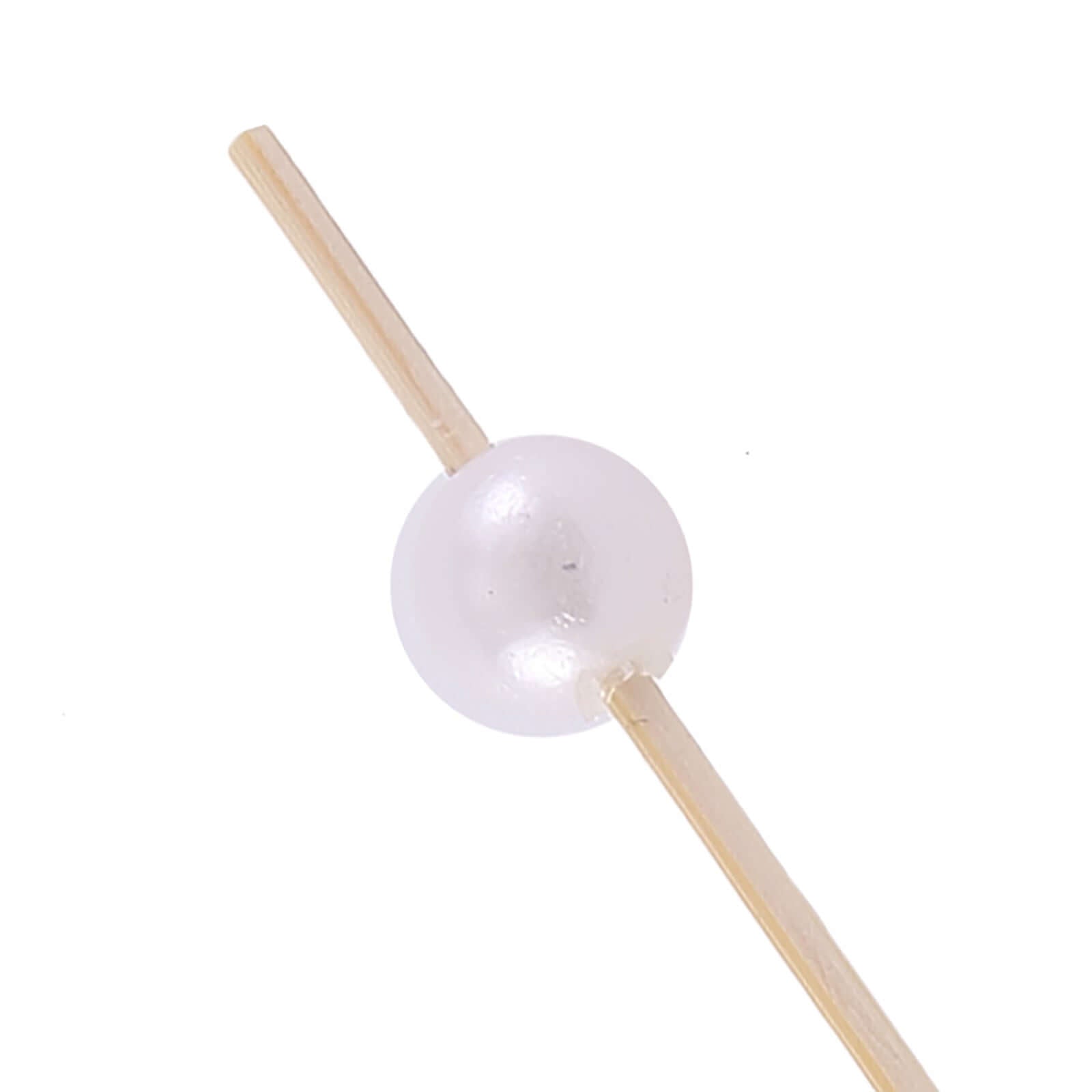 100-Pack Bamboo Cocktail Picks Natural Pearl Decorative Top Design - Eco Friendly Stir Sticks 5"