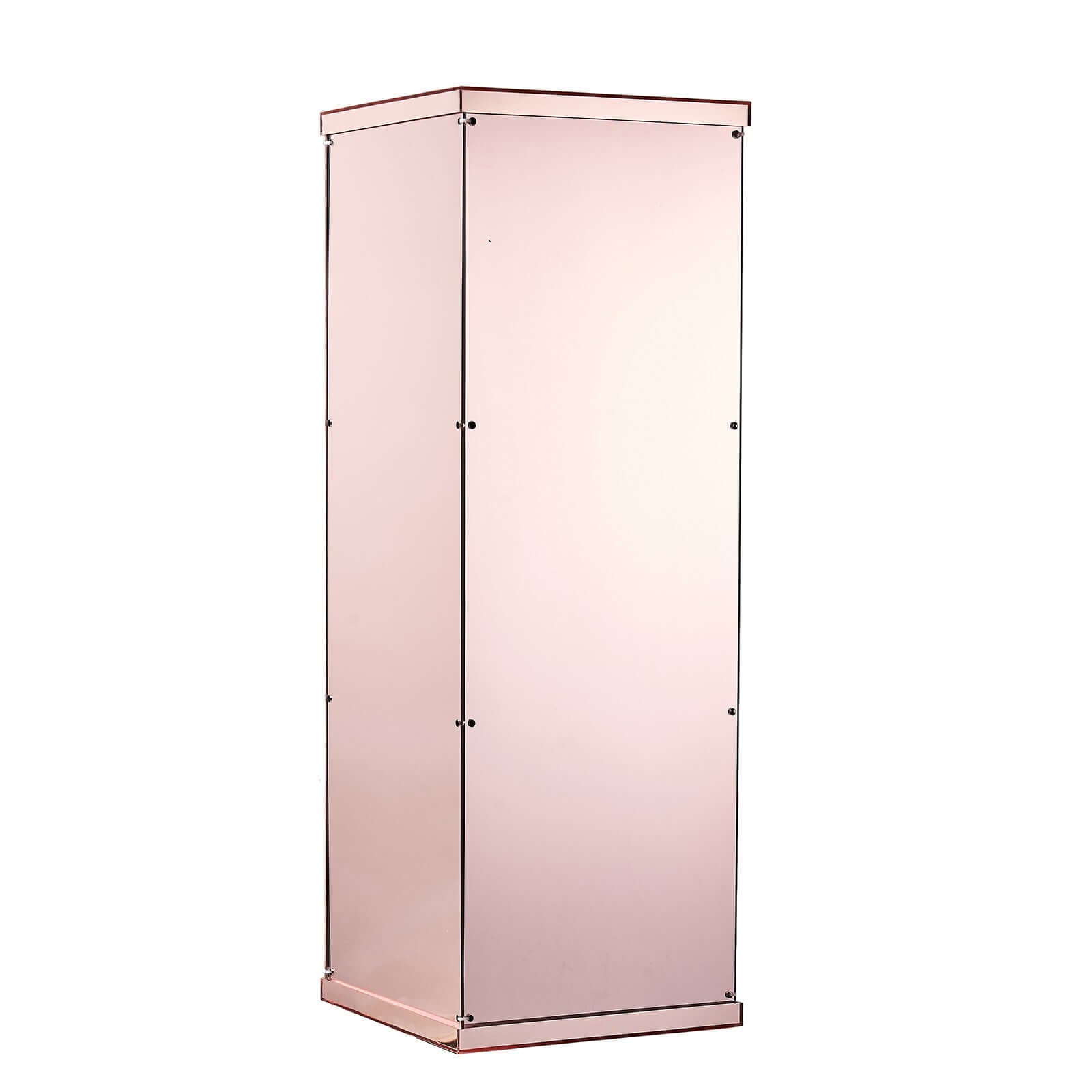 Set of 5 Rose Gold Mirror Finish Acrylic Display Boxes, Pedestal Risers with Interchangeable Lid and Base - 12",16",24",32",40"