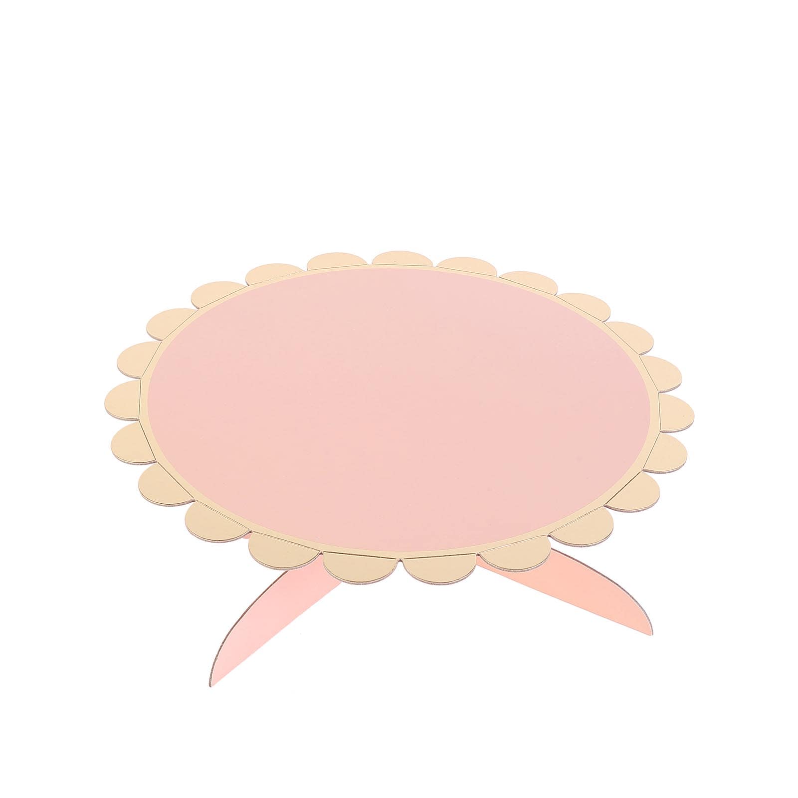 1-Tier Cardboard Cake Stand Blush - Stylish Reusable Cupcake Dessert Holder with Gold Scalloped Rim for Baby Showers Birthdays & Events 13"