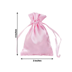 12 Pack 3" Pink Satin Drawstring Pouch Wedding Party Favor Gift Bags