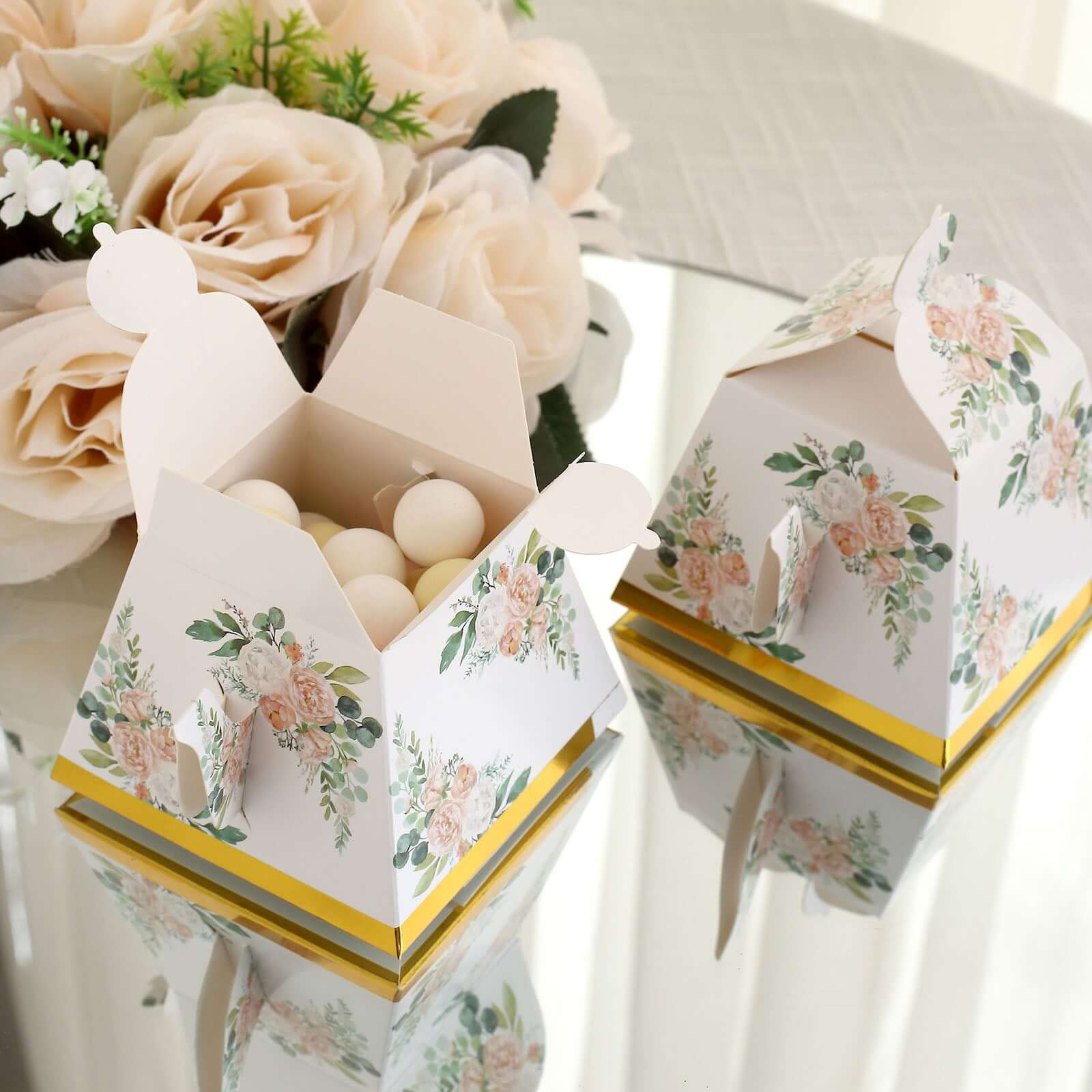 25 Pack Pink Peony Floral Mini Teapot Party Favor Boxes with Gold Edge, Tea Time Gift Boxes - 5"x4"