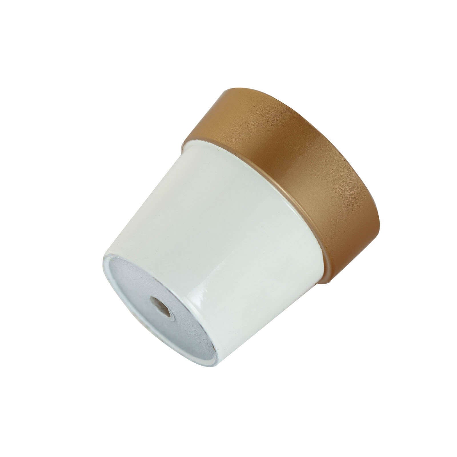 3-Pack Flower Plant Pots Small Design White with Gold Rim - Plastic Indoor Decorative Planters 3"