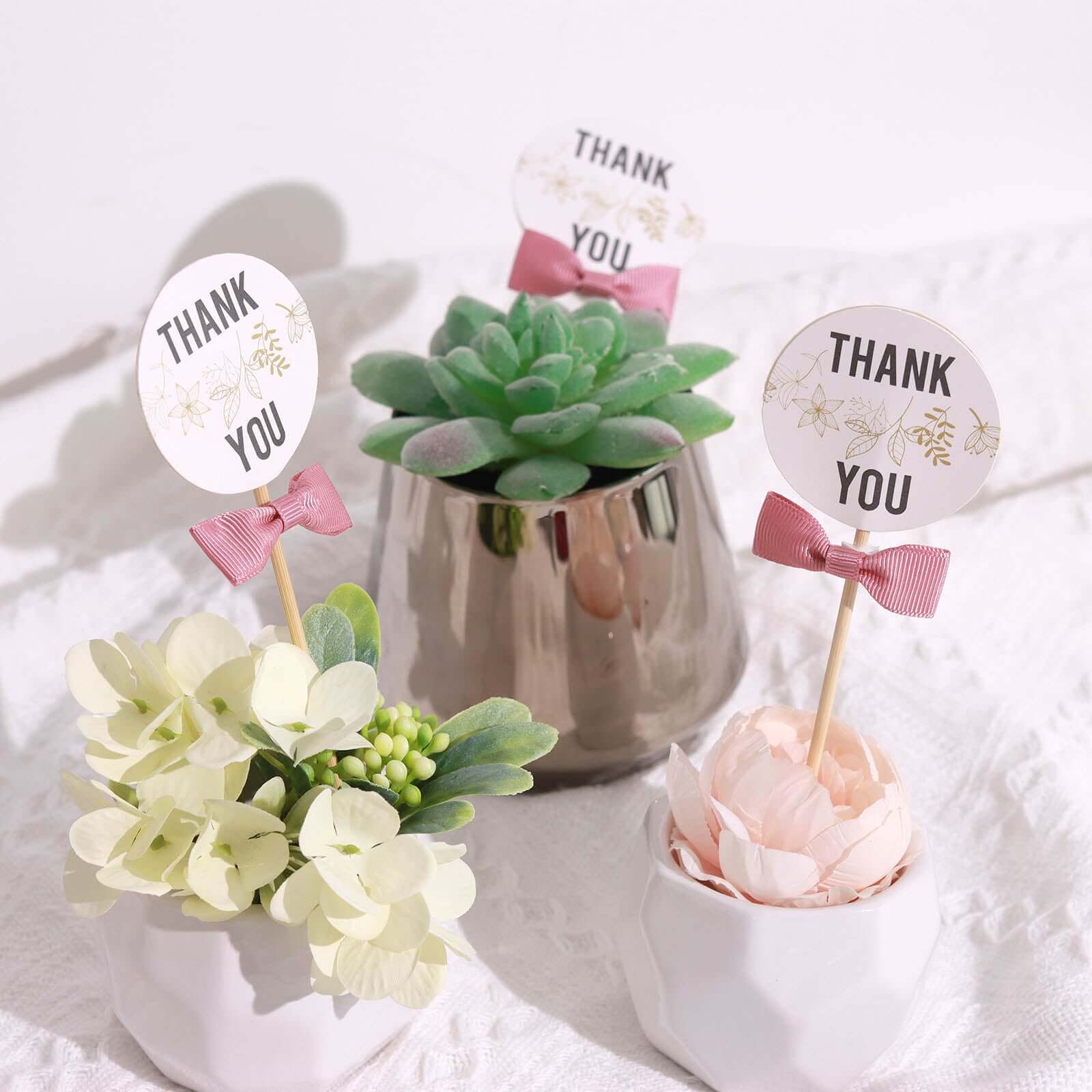 50 Pcs 1.5" Mauve Grosgrain Pre Tied Ribbon Bows, Gift Basket Party Favor Bags Decor - Polyester