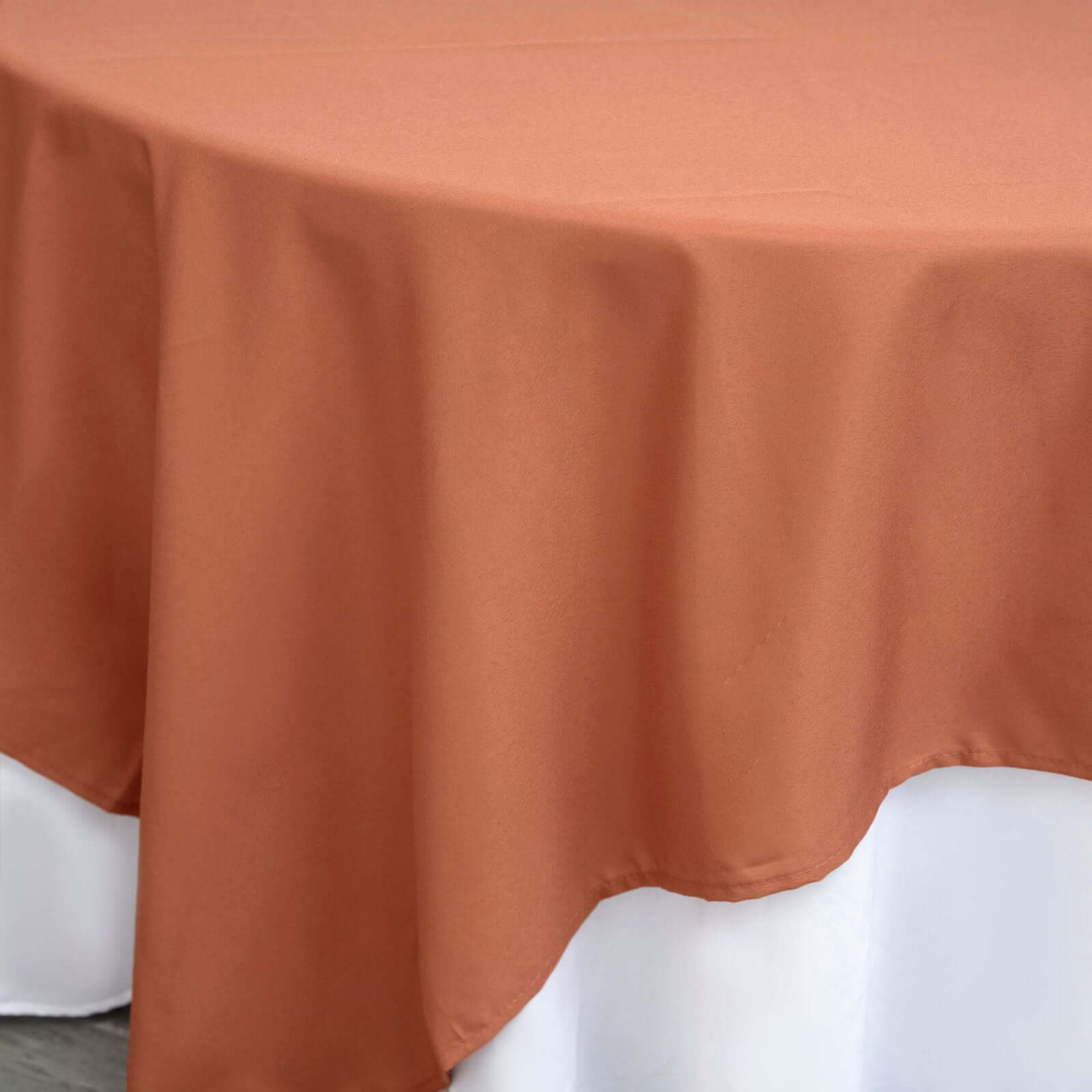 Polyester Square 90"x90" Tablecloth Terracotta (Rust) - Wrinkle-Resistant & Durable Table Cover